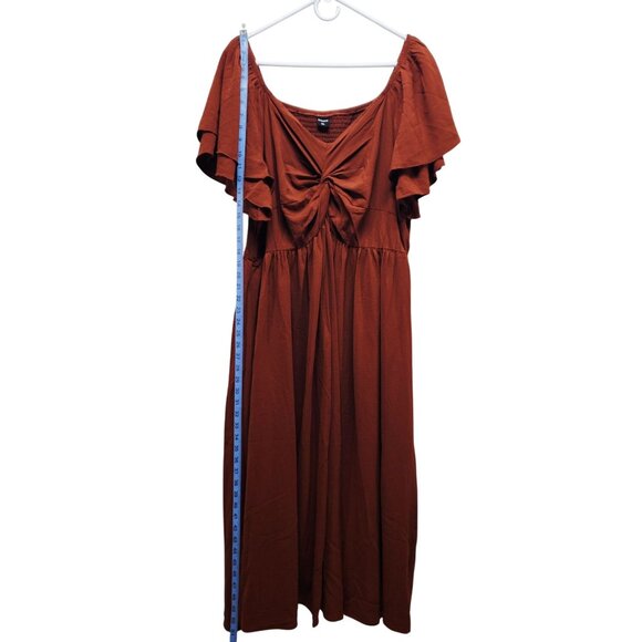Scomchic Womens Rust Off-Shoulder Ruffle Midi Dress Size 4XL - Picture 3 of 6